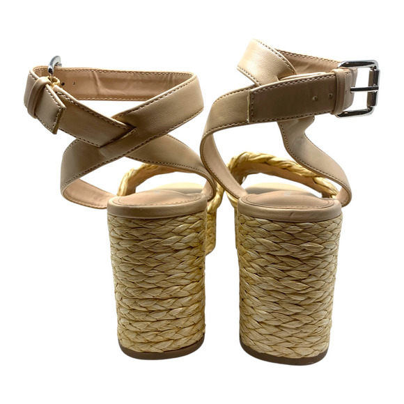 NEW Marc Fisher Steel Sz 9 Natural Raffia Platform Chunky Sandals Beachy NWOB - Picture 8 of 10